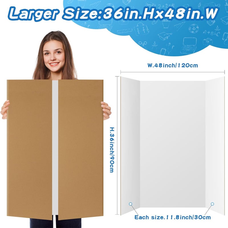 VinTS 8 PCS 36" x 48" Trifold Poster Board White Trifold Foldable Display Poster Board for School Projects, Science Fair,Graduation Exhibitions - Image 2